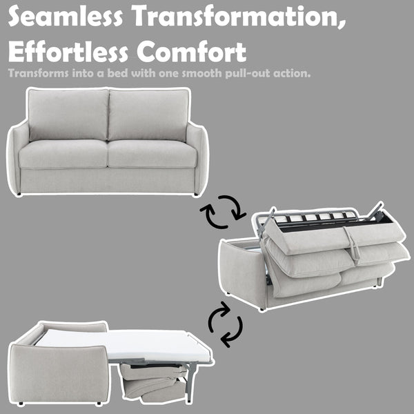 English Elm Jinn Chenille Convertible Sleeper Sofa with Memory Foam Bed and Metal Legs B2726P435913