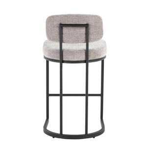 English Elm Fixed-height Barstools Powder Coated Steel Frame Brown Upholstered Seat Set of Two B202P471214