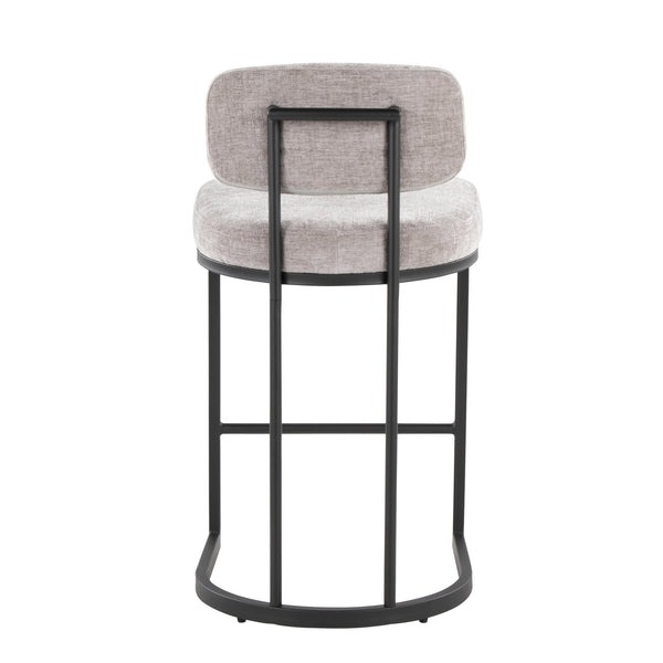 English Elm Fixed-height Barstools Powder Coated Steel Frame Brown Upholstered Seat Set of Two B202P471214