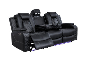 English Elm Leisureluxe Reclining Sofa Set with Led Lighting Wireless Charging and Storage Arms B2730S00015