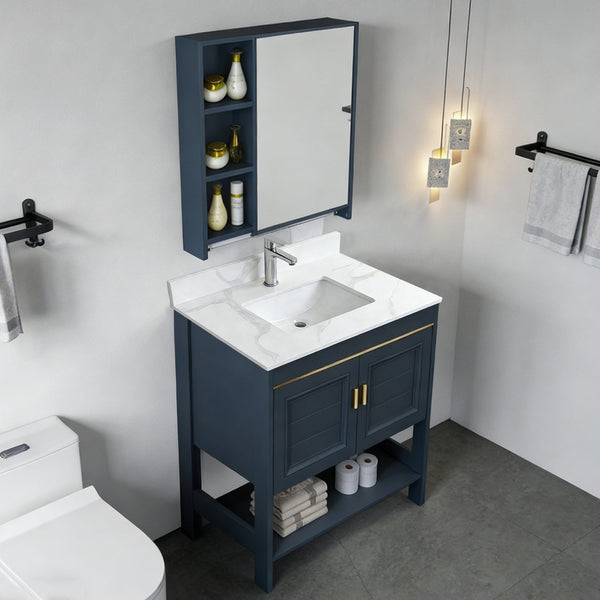English Elm 31-inch Carrara Quartz Vanity Top Undermount Sink Backsplash Marble Look Bathroom W2699P459403