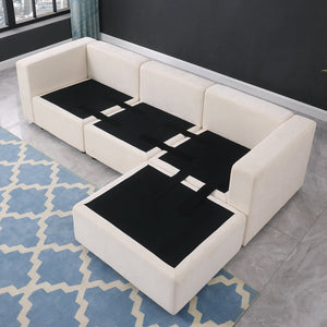 English Elm Modular Sectional Sofa: Versatile U-Shaped Couch With Ottomans For Stylish Living Room Comfort W1123S00036