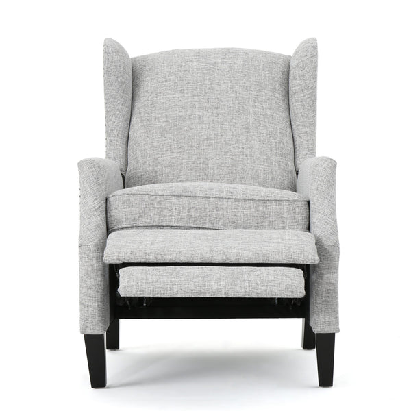 English Elm Christopher Knight Home® - Pushback Recliner Chair with Nailhead Trim and Wingback Design, Plush Fabric Comfort for Living Rooms LIGHT GREY 60760.00LGT