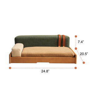 English Elm Modern Oak Veneer Pet Bed with Chenille Upholstery and Orthopedic Foam Cushion Wood W3136P445673