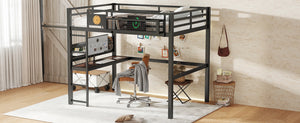 English Elm Full Bunk Bed with Trundle Bookshelf Storage Pine Frame Car Design for Kids W1580S00375