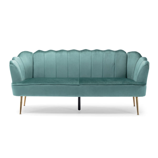English Elm Christopher Knight Home® - 3 Seater Sofa In Luxurious Turquoise Velvet - Modern Glam Design With Gold Legs For Chic Living Spaces 70395.00ATURQ_70395.00BTURQ
