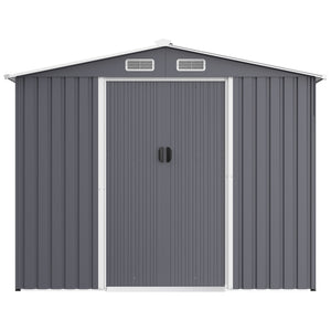 English Elm Outdoor Galvanized Steel Storage Shed 8x12 Ft with Sliding Doors and Air Vent W2911S00005