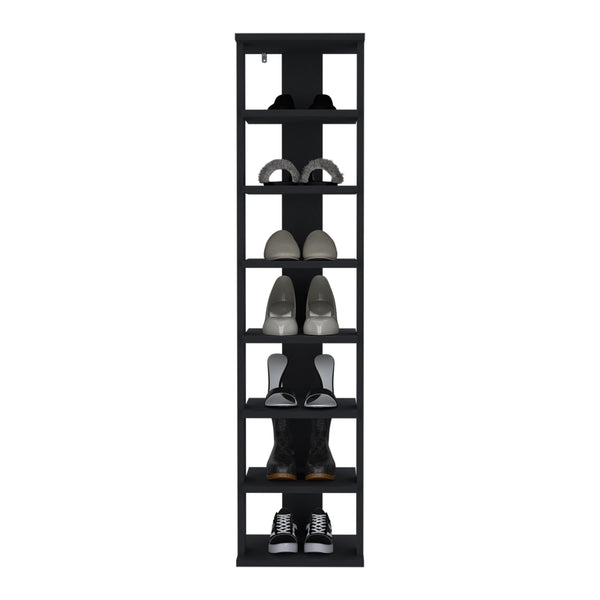 English Elm Shoe Organizer with 7 Shelves for Small Spaces — Durable Engineered Wood, Eco-Certified, Stylish Storage Black 52.76 L x 16.93 W x 3.15 H B097P369417