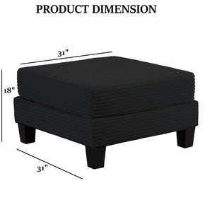 English Elm Contemporary Square Storage Ottoman with Wooden Legs — Modern Multifunctional Accent for Living Rooms Black 32 L x 32 W x 10 H B2741P391809