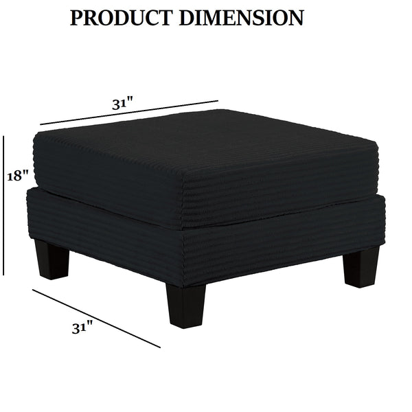 English Elm Contemporary Square Storage Ottoman with Wooden Legs — Modern Multifunctional Accent for Living Rooms Black 32 L x 32 W x 10 H B2741P391809