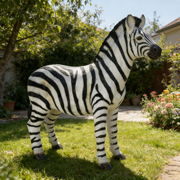 English Elm 18.31" Hand-painted Resin Zebra Statue Lifelike Wildlife Accent for Garden or Patio W5709P462749