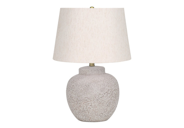 English Elm Lighting, 22" Modern Table Lamp With Cream Concrete Base & Ivory Shade - Elegant Home Accent Decor B2710P220148