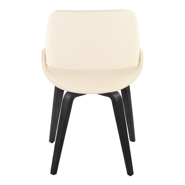 English Elm Mid-century Modern Dining Chairs Faux Leather Seat Zebra Bentwood Legs Set of 2 B202S01219