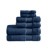 Madison Park Signature Turkish Traditional Cotton 6 Piece Bath Towel Set MPS73-468 Navy