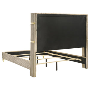 English Elm Malcolm Eastern King Bedroom Set Velvet Wingback Bed with Gold Chrome Glam Accents B062S01744