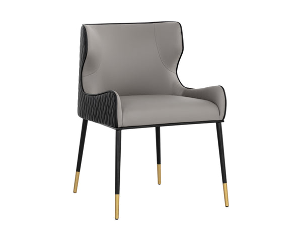 Sunpan Gianni Dining Chair - Elegant Faux Leather Upholstery with Diamond Stitching and Gold Accents Dillon Stratus / Dillon Black