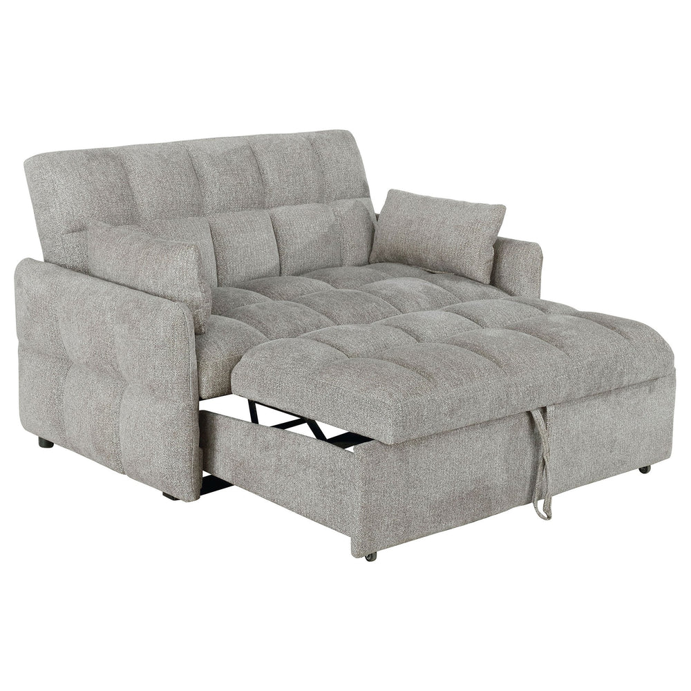 English Elm Alvara Light Grey Tufted Sleeper Sofa Bed with 1" Memory Foam Topper, Compact Chic Pull-Out Couch Guest Bed B062P357829