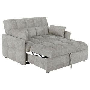English Elm Alvara Light Grey Tufted Sleeper Sofa Bed with 1" Memory Foam Topper, Compact Chic Pull-Out Couch Guest Bed B062P357829
