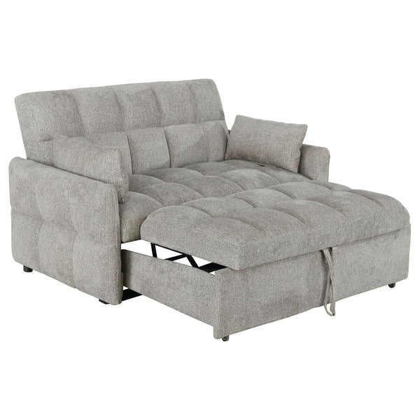 English Elm Alvara Light Grey Tufted Sleeper Sofa Bed with 1" Memory Foam Topper, Compact Chic Pull-Out Couch Guest Bed B062P357829