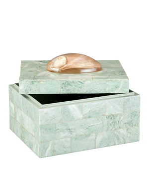 Currey & Company Fiona Box – Exquisite Artisanal Keepsake Holder With Serpentine Mosaic And Elegant Mint Interior Green Stone ,Abalone ,Engineered Wood 1200-1025-currey-company