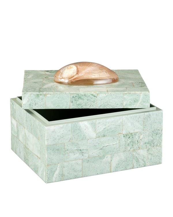 Currey & Company Fiona Box – Exquisite Artisanal Keepsake Holder With Serpentine Mosaic And Elegant Mint Interior Green Stone ,Abalone ,Engineered Wood 1200-1025-currey-company