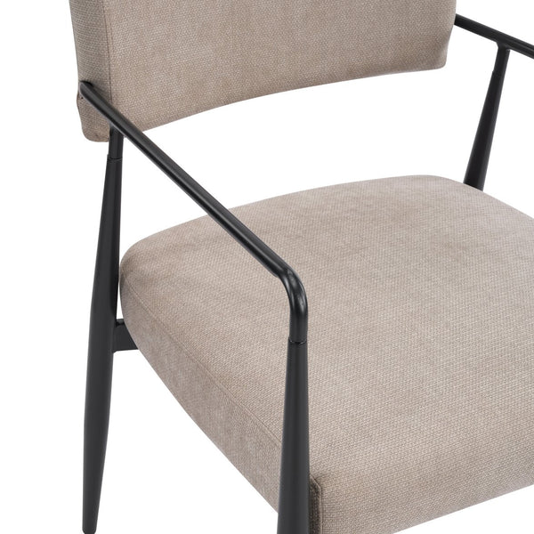English Elm Nora Upholstered Dining Arm Chair with Black Metal Legs Mid-century Modern Style N776P272040D
