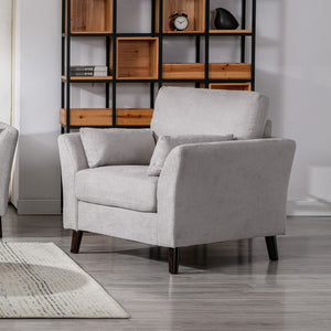English Elm Damiano Woven Fabric Accent Chair with Solid Wood Legs and Two Included Pillows B2749S00149