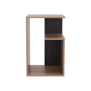 English Elm Side Table Sallis - Modern Macadamia & Espresso Accent Table For Living Room & Bedroom Use B092P309184-GIGA