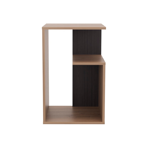English Elm Side Table Sallis - Modern Macadamia & Espresso Accent Table For Living Room & Bedroom Use B092P309184-GIGA