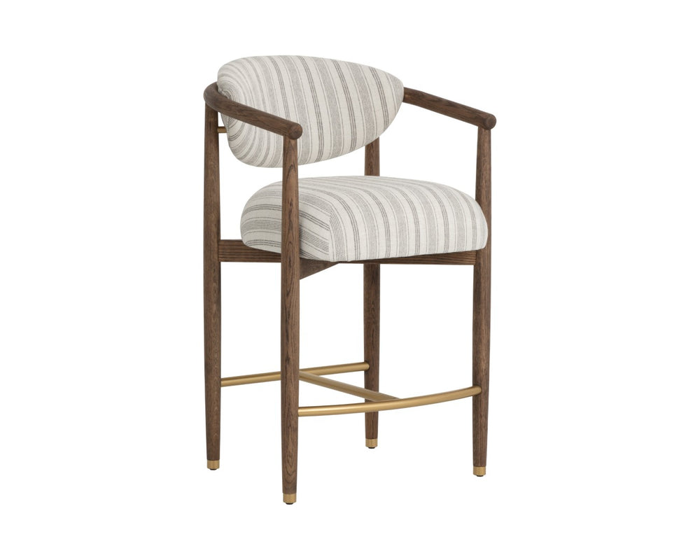 Sunpan SIGRID Counter Stool – Stylish Antique Brown with Gifford Script Upholstery for Ultimate Comfort 112742