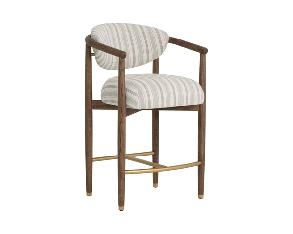 Sunpan SIGRID Counter Stool – Stylish Antique Brown with Gifford Script Upholstery for Ultimate Comfort 112742