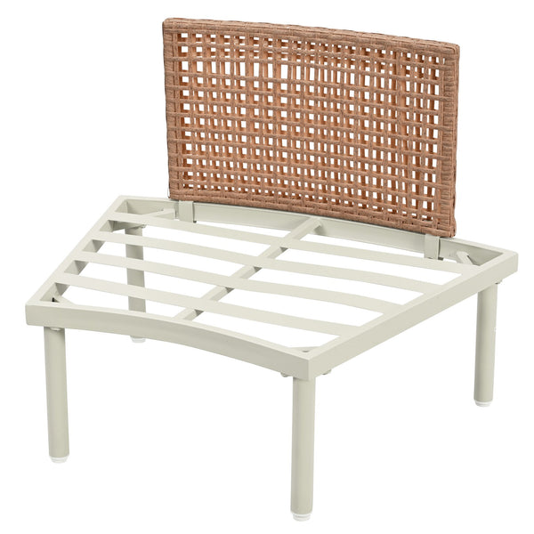 English Elm TOPMAX 6-Piece Modular Patio Sofa Set with 2 High-Low Coffee Tables, PE Wicker, Tempered Glass, Cushioned Comfort and Versatile Outdoor Configuration Beige SP100028AAA