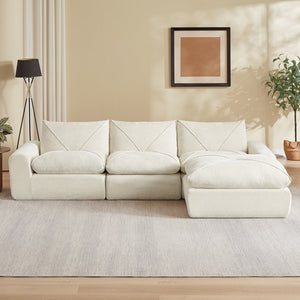 English Elm Modern Chenille Modular Sectional Sofa with Foot Pedals for Living Room Comfort Beige W3396S00065