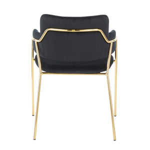 English Elm Contemporary Black Velvet Dining Chairs with Gold Metal Frames Padded Set of 2 B202P223616