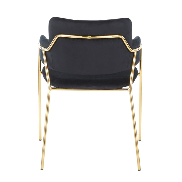 English Elm Contemporary Black Velvet Dining Chairs with Gold Metal Frames Padded Set of 2 B202P223616
