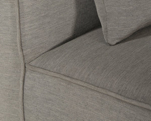 Sunpan CARBONIA Swivel Lounge Chair - Modern Palazzo Taupe Upholstery with Teak Wood Base for Comfort 106657