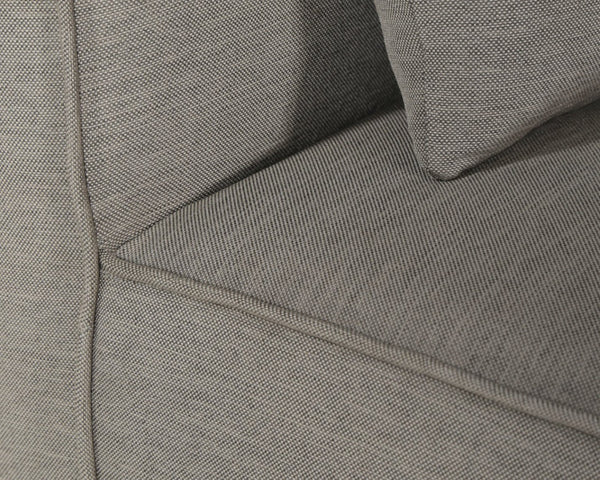 Sunpan CARBONIA Swivel Lounge Chair - Modern Palazzo Taupe Upholstery with Teak Wood Base for Comfort 106657