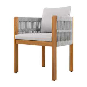 English Elm Christopher Knight Home® - Outdoor Dining Set with Acacia Wood Frame, 6 Chairs & Slatted 72" Table, Waterproof Washable Cushions Grey,Teak N779P266069N_N779P279983G-3