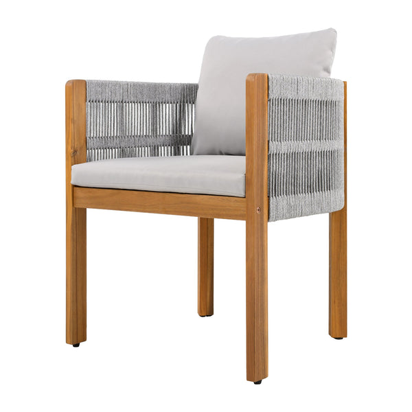 English Elm Christopher Knight Home® - Outdoor Dining Set with Acacia Wood Frame, 6 Chairs & Slatted 72" Table, Waterproof Washable Cushions Grey,Teak N779P266069N_N779P279983G-3