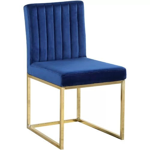 English Elm Contemporary Velvet Dining Chair Set of 2 in Blue with Plush Upholstery & Gold-Plated Legs, Stylish Comfort B011P361875