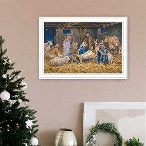 English Elm Trendy Decor 4u Nativity Scene Framed Canvas Print Bonnie Mohr Faith Inspired Wall Art B067P252299