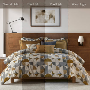 English Elm 8 Queen Jacquard Oversized Duvet Comforter Set with Euro Shams, Decorative Pillows, Plush Polyester fills Gold 23.23 L x 19.68 W x 15.75 H B035P319227