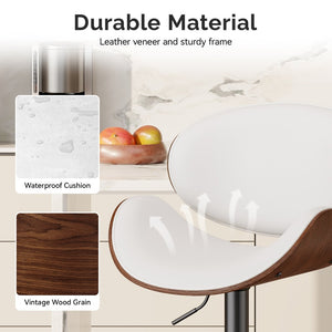 English Elm Swivel Adjustable Height Bar Stools - Modern Pu Leather, 360° Swivel, Comfortable & Durable Design T3950P394489-GIGA