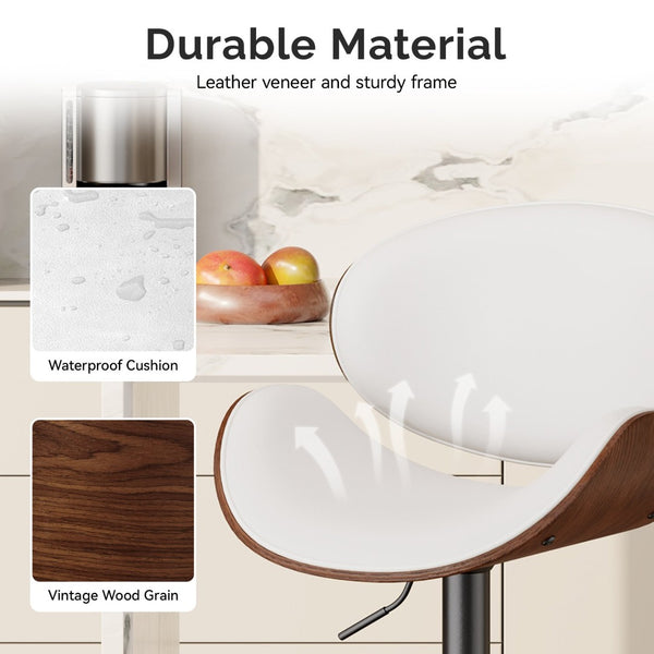 English Elm Swivel Adjustable Height Bar Stools - Modern Pu Leather, 360° Swivel, Comfortable & Durable Design T3950P394489-GIGA