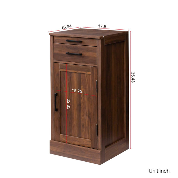 English Elm brown walnut modular wine bar cabinet with hutch, buffet storage, drawer & shelf for dining room W331P213375