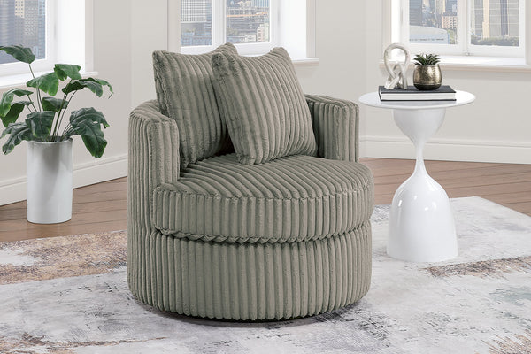 English Elm 360-degree Swivel Corduroy Accent Chair Cocoon Silhouette with Throw Pillows Included B089P416564
