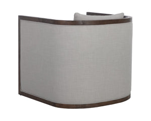 Sunpan CHLOE Lounge Chair - Rustic Distressed Oak Frame & Durable Linoso Light Grey Fabric for Comfort 110535