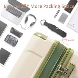 English Elm Hardshell Abs Checked Suitcase with 360 Spinner Wheels Expandable Tsa Lock 28 Inch White+Green N730P296747I