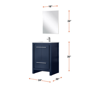 English Elm Navy Blue Bath Vanity Set With Cultured Marble Top, Chrome Faucet & 18" Mirror For Modern Spaces B2731S02027