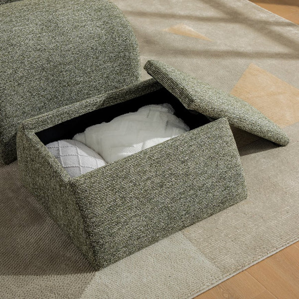 English Elm 24.8 Inch Chenille Armless Accent Chair with Matching Storage Ottoman for Any Room Green W3098P451470